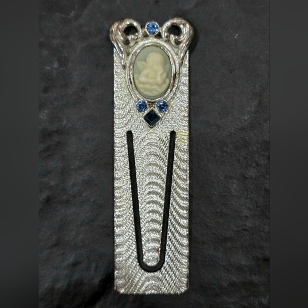 Angel Cameo BookmarkVintage Silver Bookmark with Cameo, Vatican Library Collecti